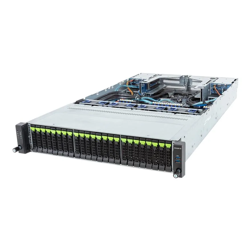 Silver 2U rack server chassis with twelve front 2.5 inch drive bays
