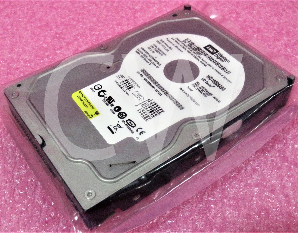 Silver 3.5 inch IDE hard drive with label visible