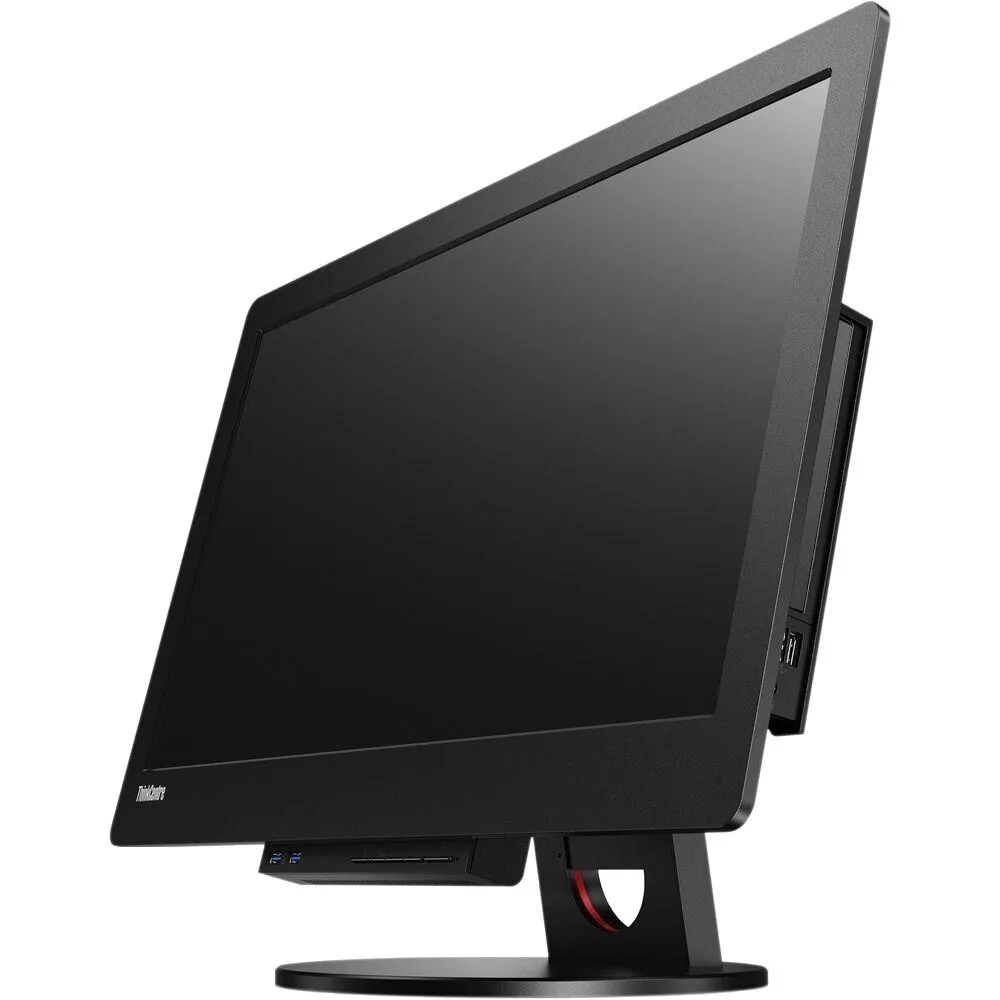 Black 23-inch all-in-one desktop with integrated micro PC module and wireless keyboard and mouse
