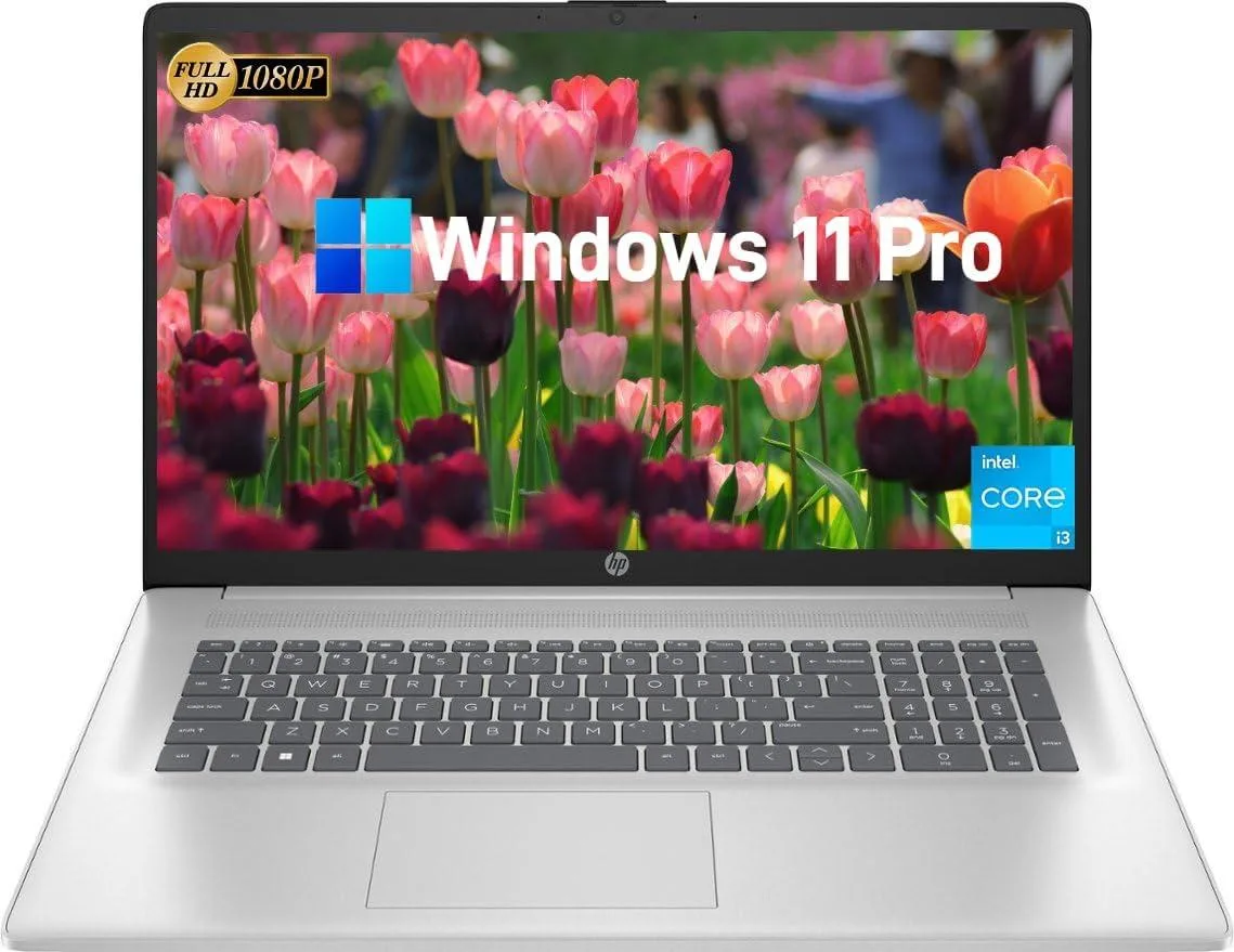HP HP 17 Laptop Everyday Notebook i3-1215U 6-Core 32GB RAM 1TB SSD 17.3 Anti-Glare FHD Silver — Produktfoto
