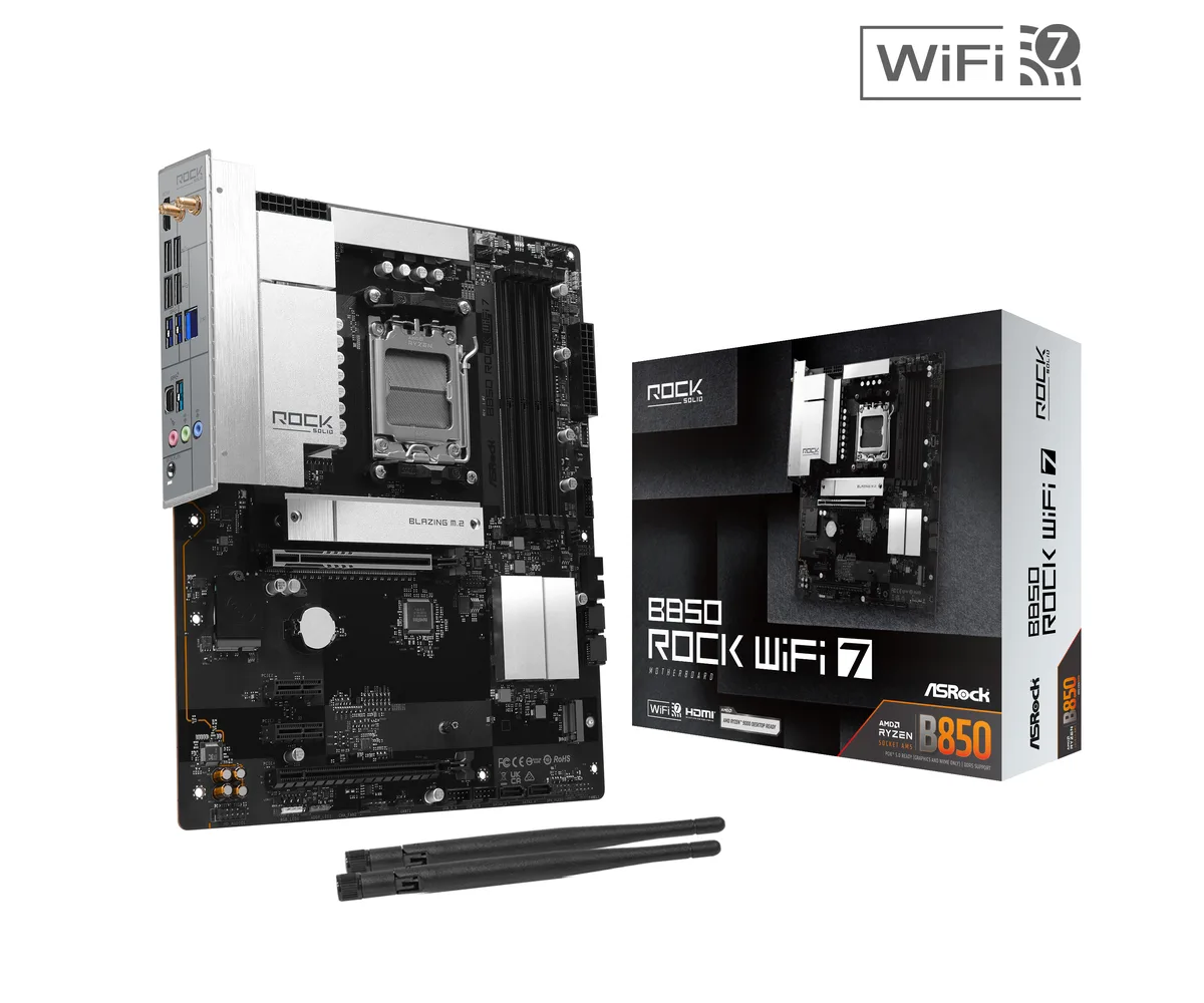 ASRock ASRock B850 Rock WiFi 7 AMD motherboard — photo du produit