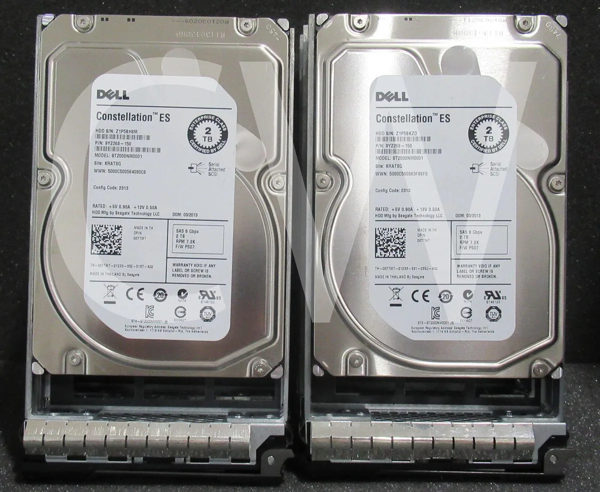 Silver 3.5 inch SAS hard drive with black caddy tray