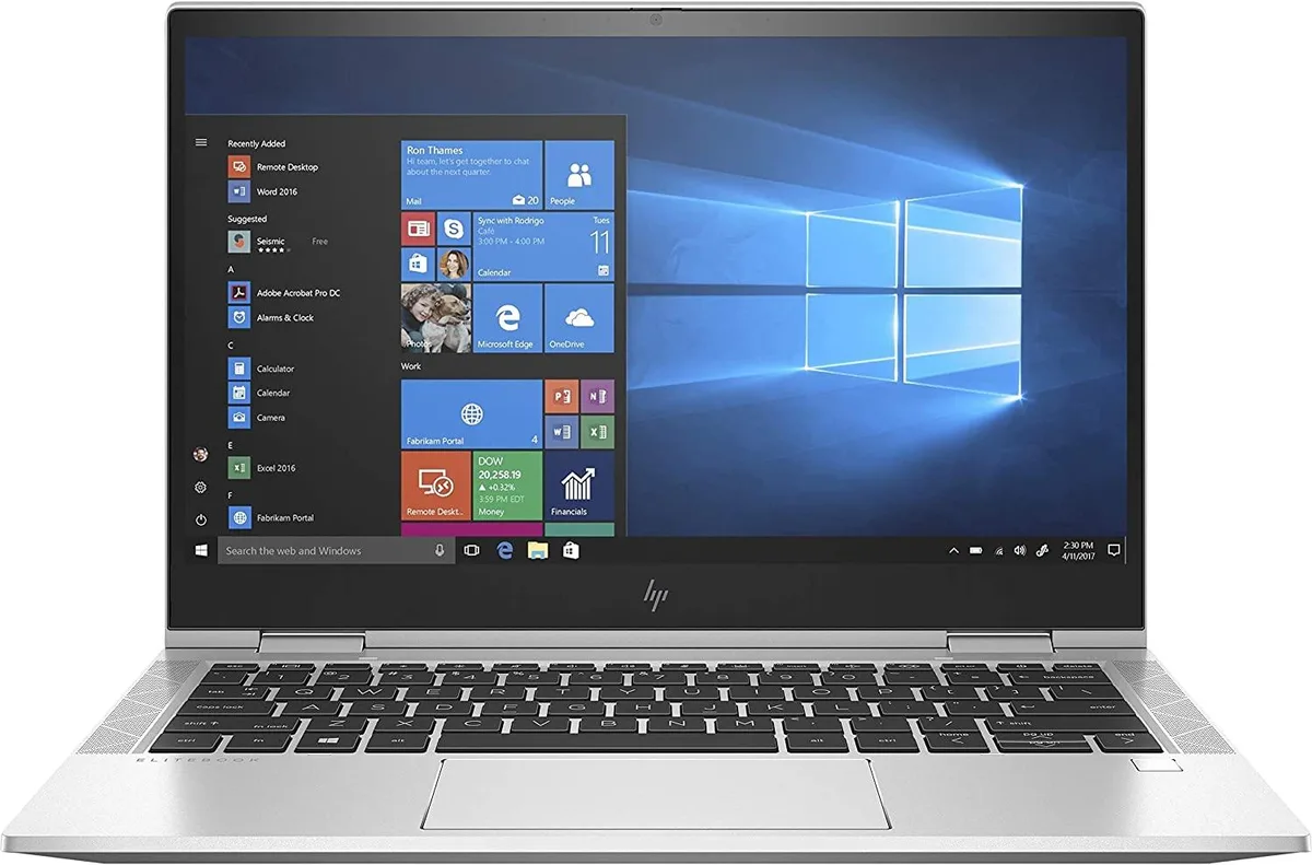 Silver 13.3 inch 360-degree convertible laptop with 1920 x 1080 display
