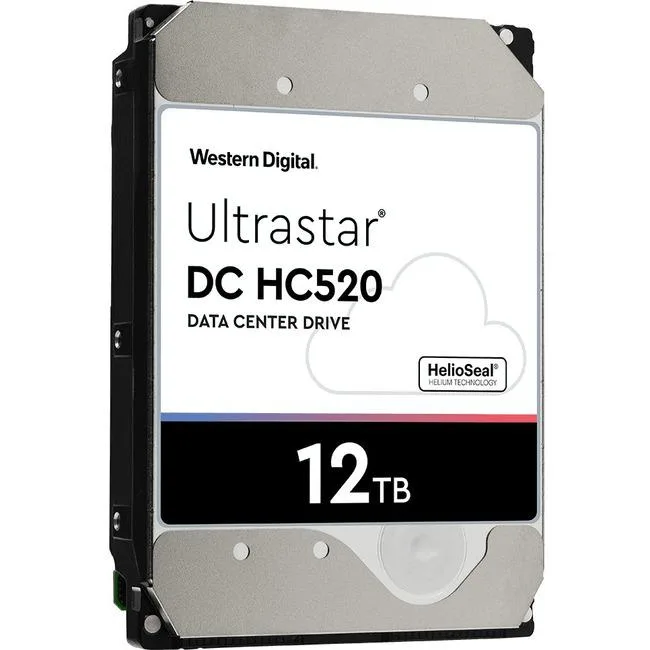 A silver 3.5 inch SAS hard drive with a flat metal top and exposed circuit board underneath
