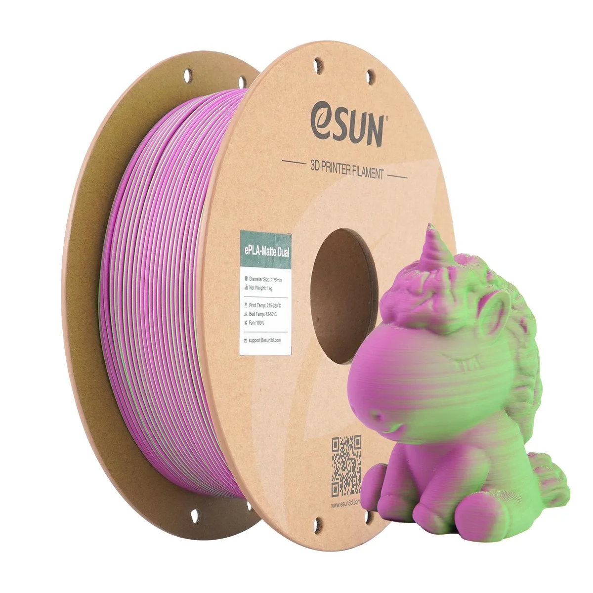 eSUN eSUN Dual Color Matte PLA Filament 1.75mm 1KG Green Pink — 商品照片