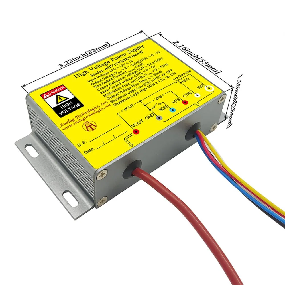Compact high-voltage DC-DC module with 12V input and 0 to -2kV output