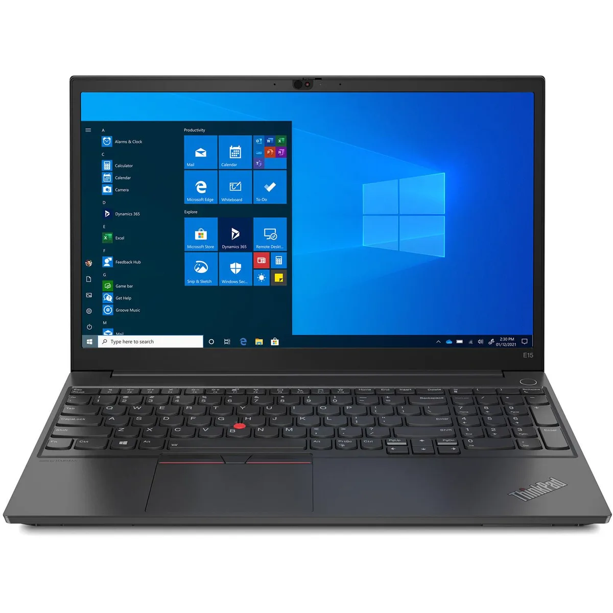 Black ThinkPad E15 Gen 2 laptop with 15.6 inch matte screen closed