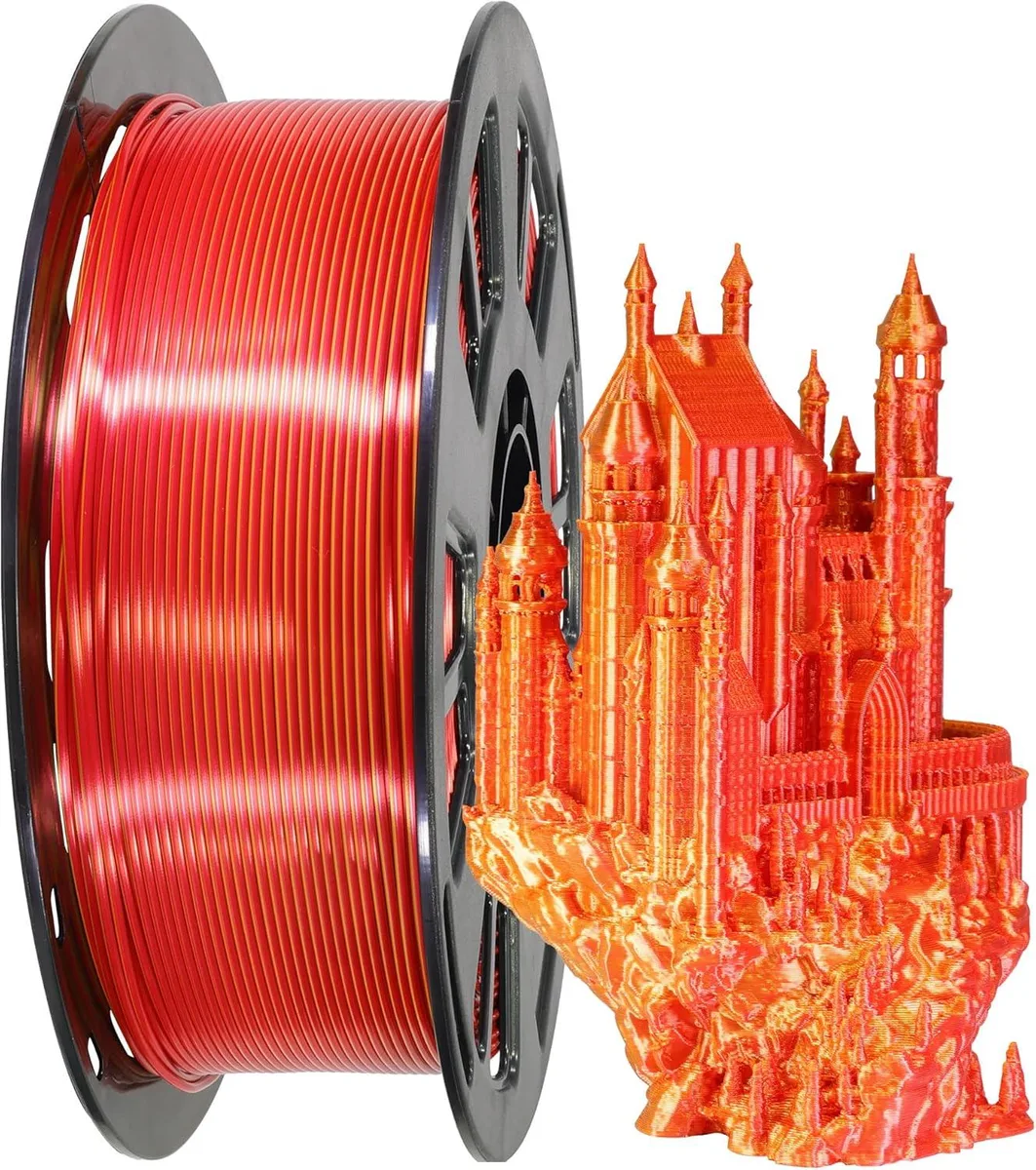 BFKK BFKK 1.75mm Silk PLA Filament Red Gold Dual Color 1kg — foto del prodotto