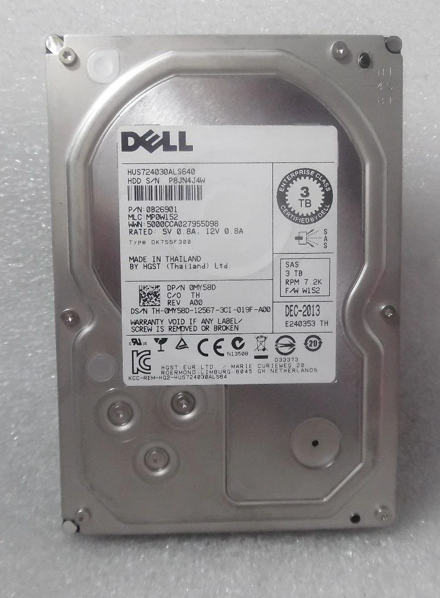 Silver 3.5 inch SAS hard drive with green circuit board