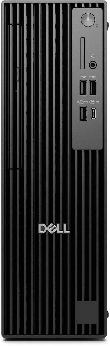 Compact black desktop tower with slim profile