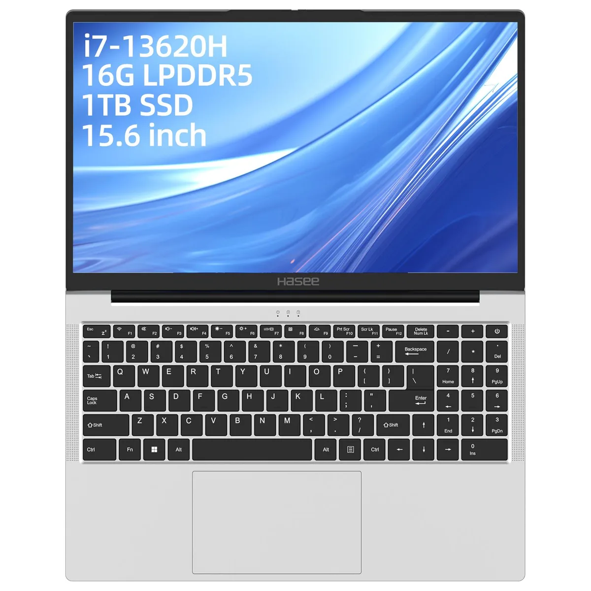 Hasee Hasee X5 laptop Intel Core i7-13620H 16GB LPDDR5 1TB PCIe4.0 SSD 15.6" FHD IPS 60Hz Silvery — photo du produit