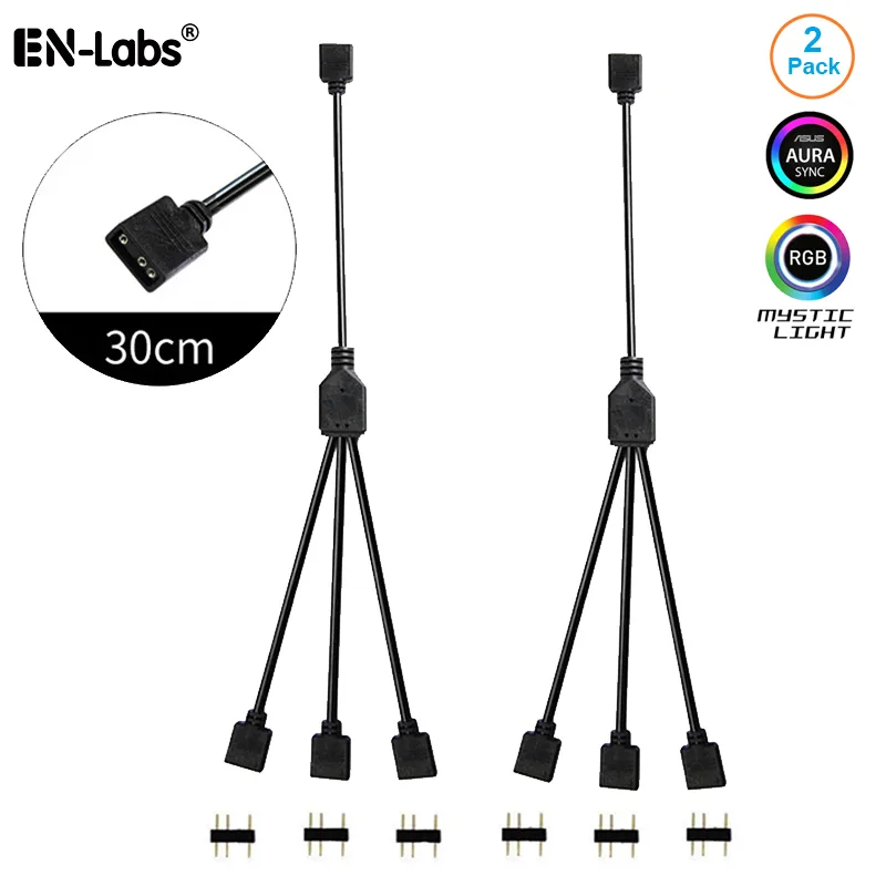 EN-Labs EN-Labs 5VRGBSPL1X3 2-pack 5V 3-pin RGB 3-way splitter cable 1 ft — ภาพสินค้า