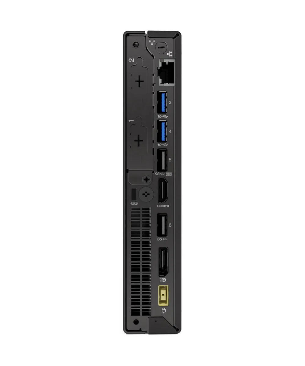 Small black square desktop computer, tiny form factor
