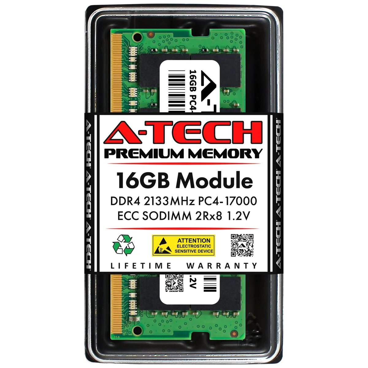 A-Tech A-Tech 16GB DDR4 2133 MHz ECC SODIMM PC4-17000 CL15 1.2V 2Rx8 laptop RAM — productfoto