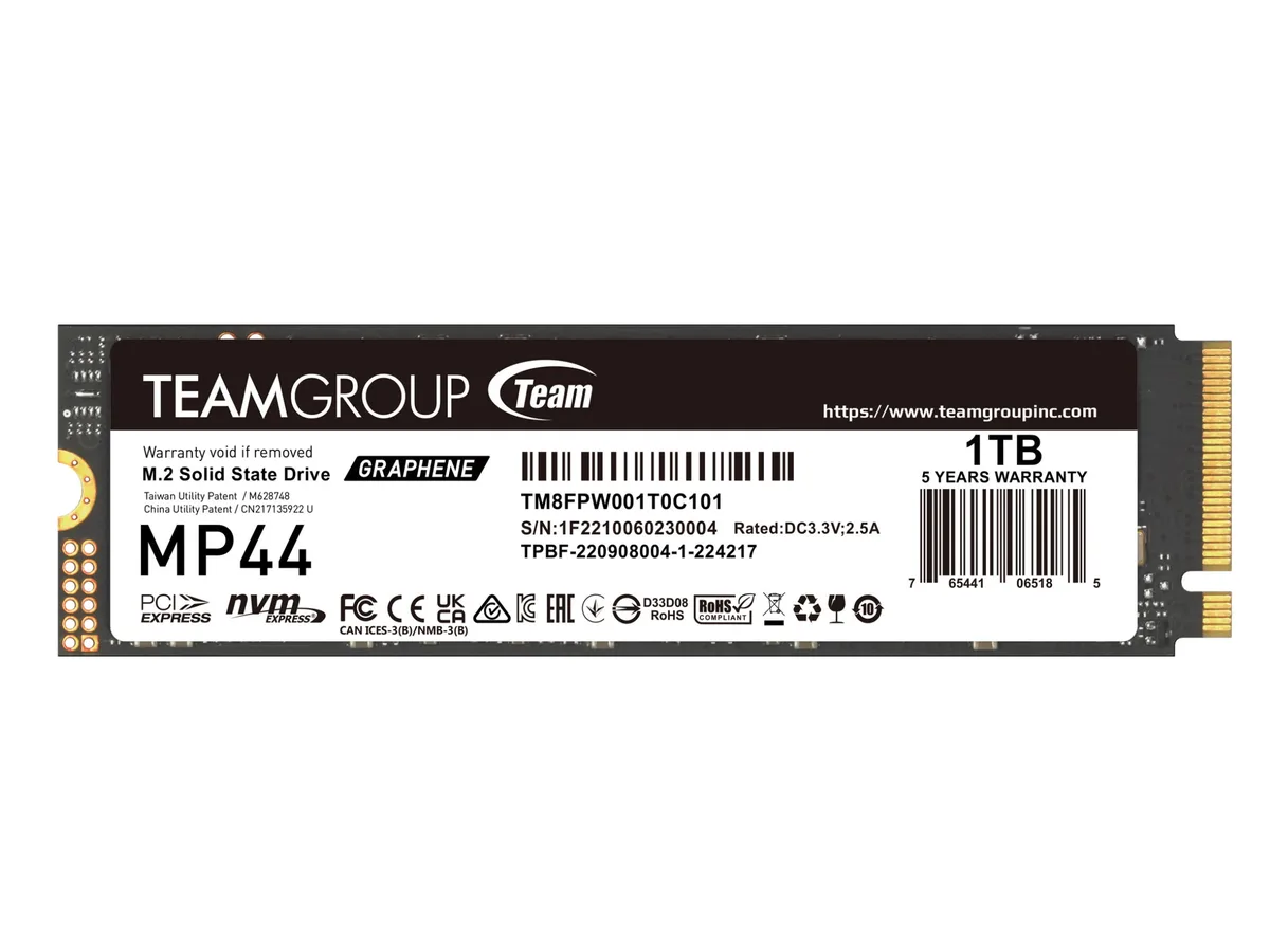 Team Group Team Group MP44 1TB M.2 2280 PCIe 4.0 NVMe internal SSD TM8FPW001T0C101 — product photo