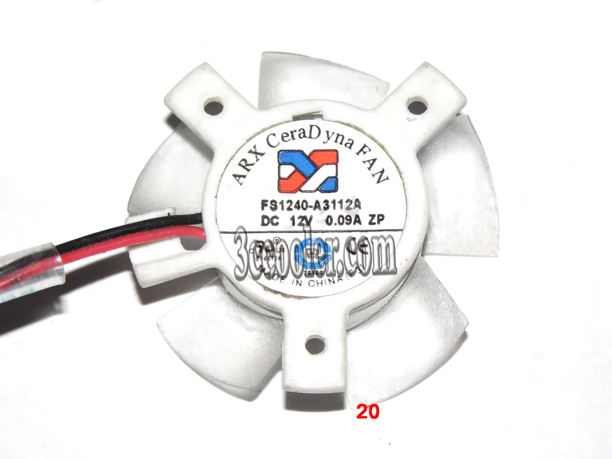Black frameless VGA cooling fan with two-pin connector