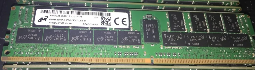 Micron Technology, Inc. Micron Technology, Inc. MTA72ASS8G72LZ-2G3A1 64GB DDR4-2400 4DRx4 ECC REG LRDIMM server RAM — 제품 사진