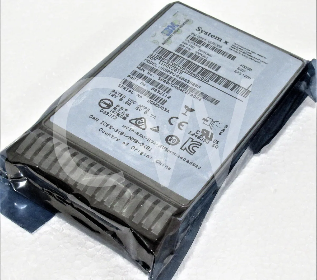 2.5 inch SAS enterprise SSD in silver metal caddy tray