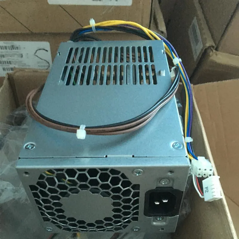 A new ATX power supply unit for HP ProDesk 600 G1, black metal box with fan and cable connectors