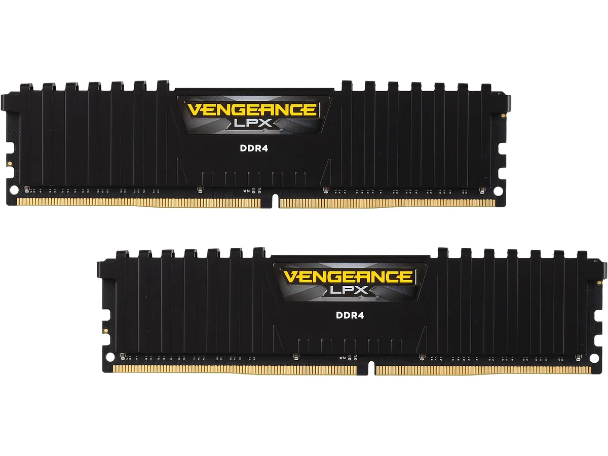 Two black DDR4 modules with anodized aluminum heatspreaders