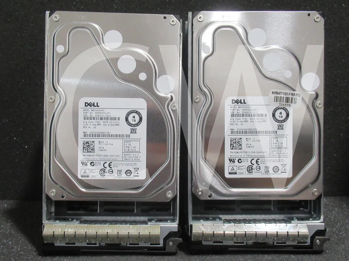 Silver 3.5 inch SATA hard drive with black caddy tray