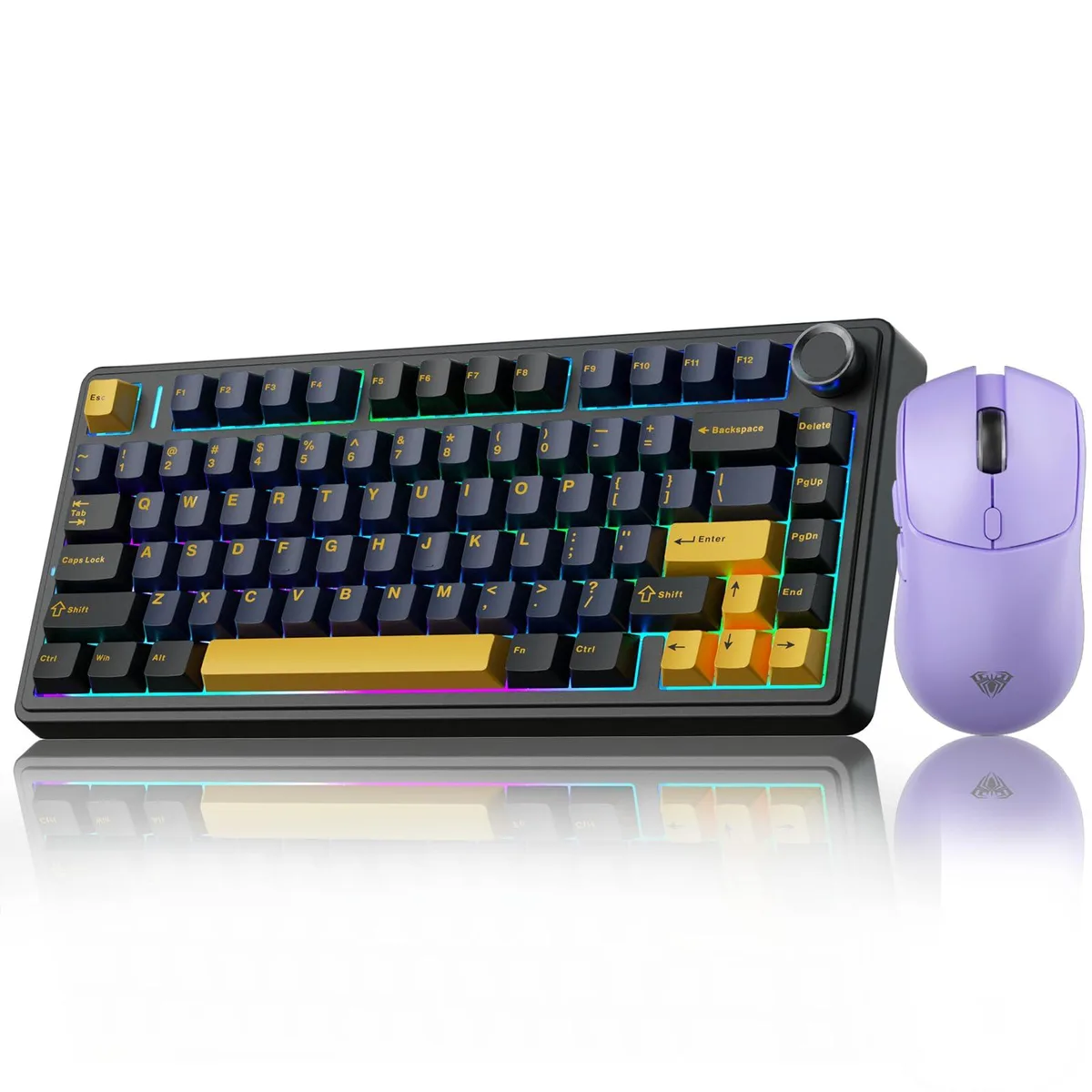 Light purple 75% wireless mechanical keyboard with matching SC580X mouse