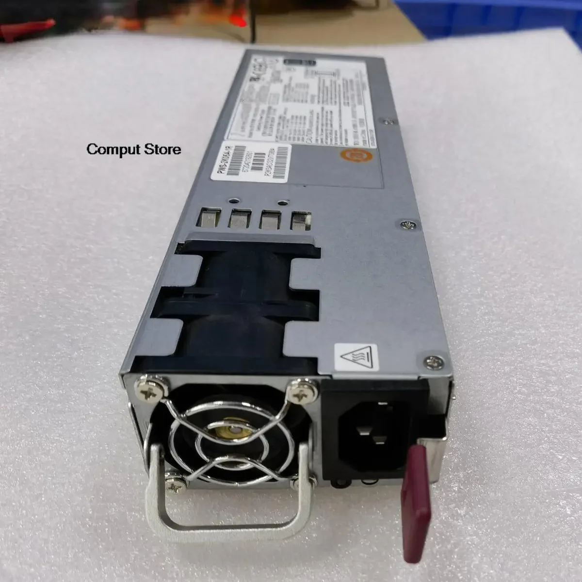 Silver 1U redundant power supply 73.5x40x265mm with handle and grille