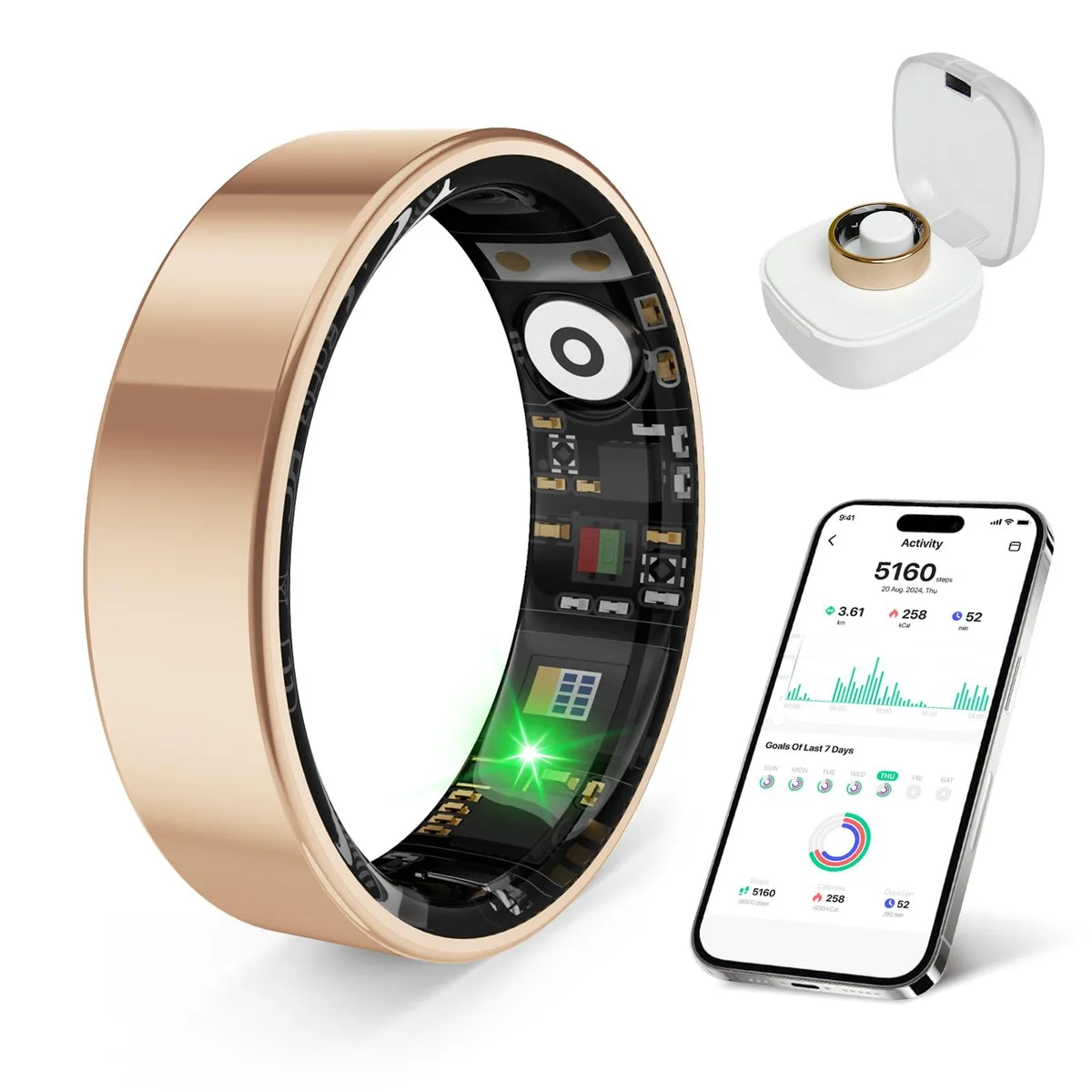  prxxhri VR11 Smart Ring Rose Gold 11 — fotografija proizvoda