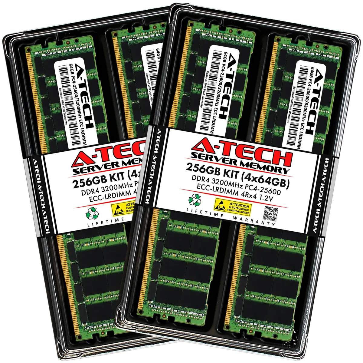 A-Tech A-Tech 256GB (4x64GB) DDR4 3200 ECC LRDIMM 4Rx4 Server RAM — photo du produit