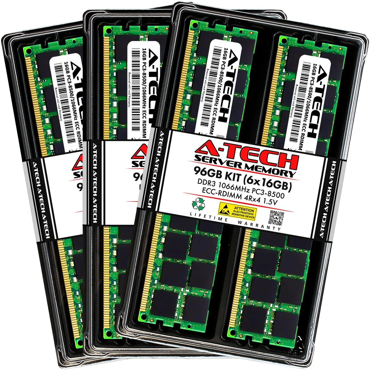 A-Tech A-Tech 96GB Kit (6x16GB) DDR3 1066/1067MHz ECC RDIMM Mac Pro 2009/2010 Memory Upgrade — produktbild
