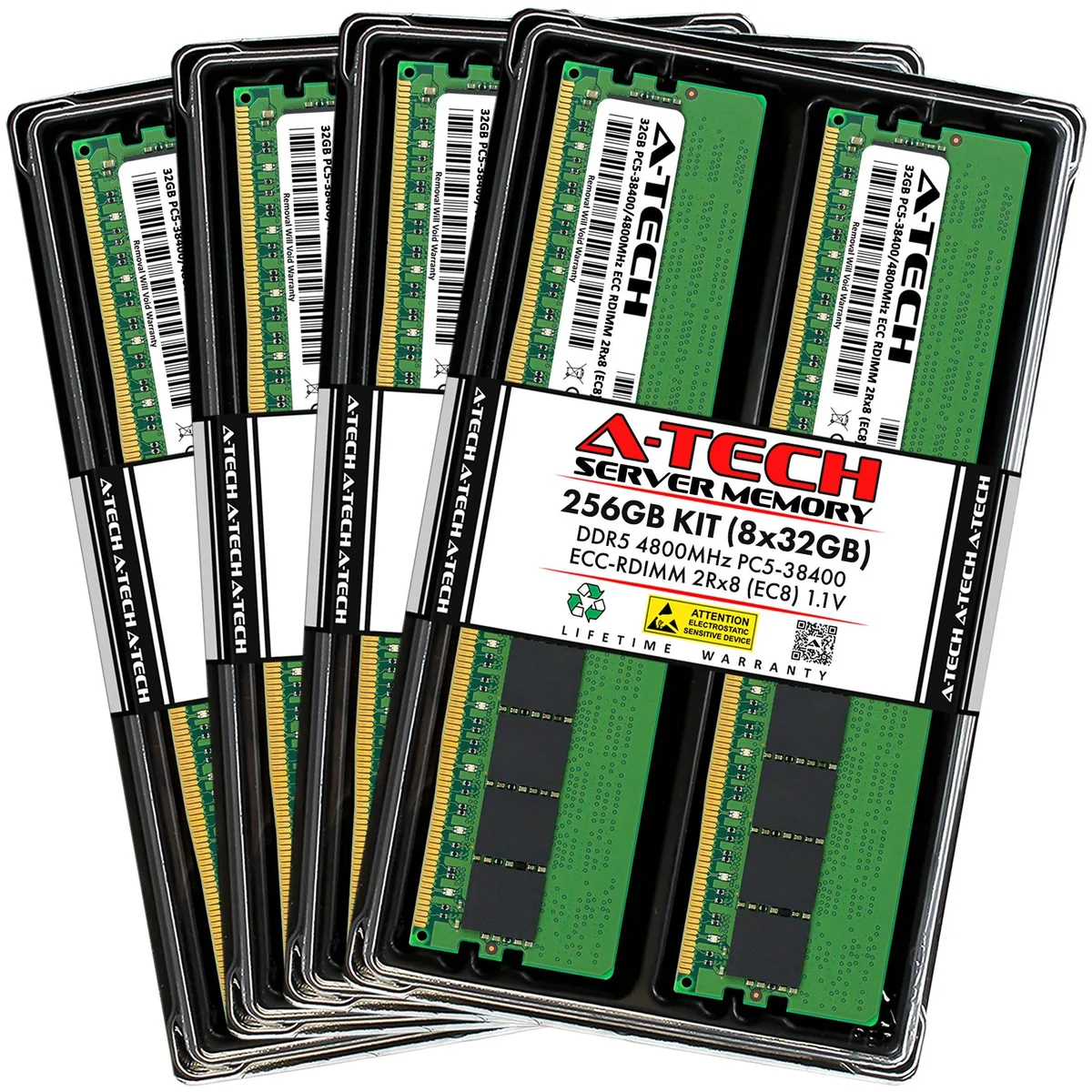A-Tech A-Tech 256GB (8x32GB) DDR5-4800 EC8 RDIMM 2Rx8 ECC Registered Memory Kit — photo du produit