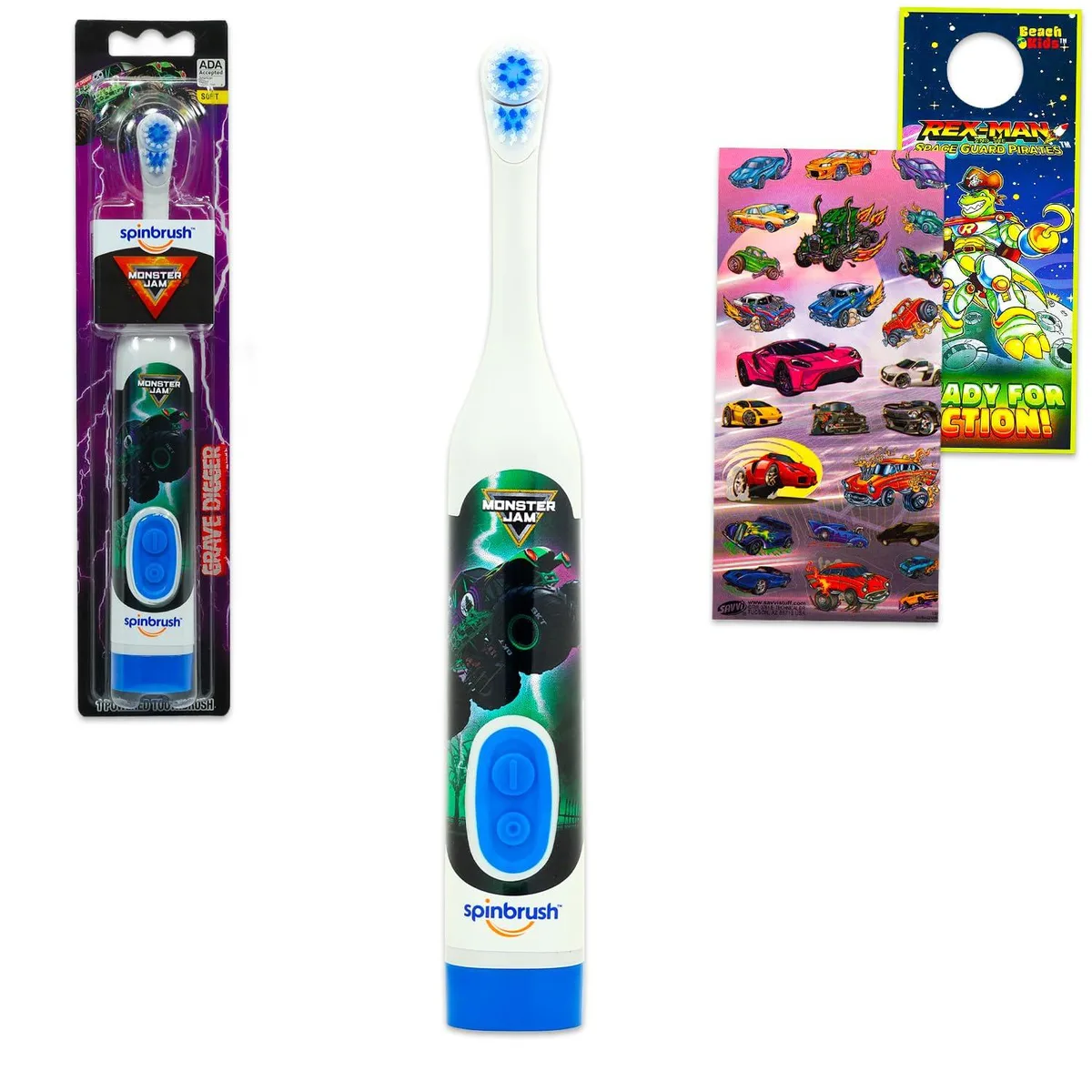 Waterpik Monster Jam Oral Care Kit Grave Digger Electric Toothbrush White — product photo