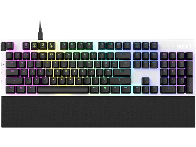 NZXT NZXT KB-1FSUS-WR Mechanical Keyboard White Gateron Red Switches Hot-swappable Aluminium Top Plate Wired USB — снимка на продукта