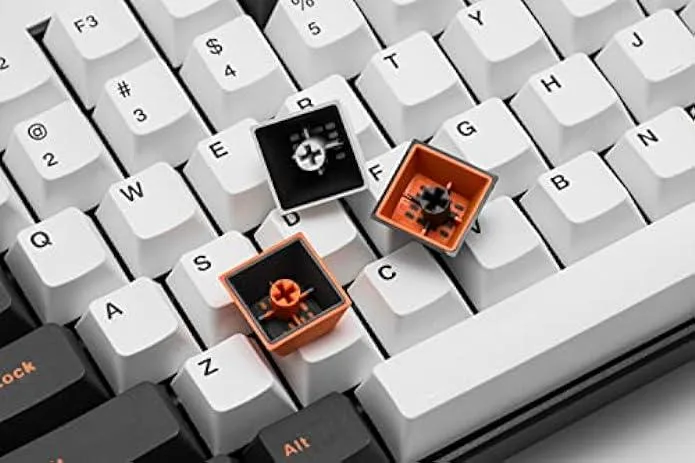 Set of 119 thick PBT doubleshot keycaps in Gloaming colour, OEM profile, full-size layout with extra keys