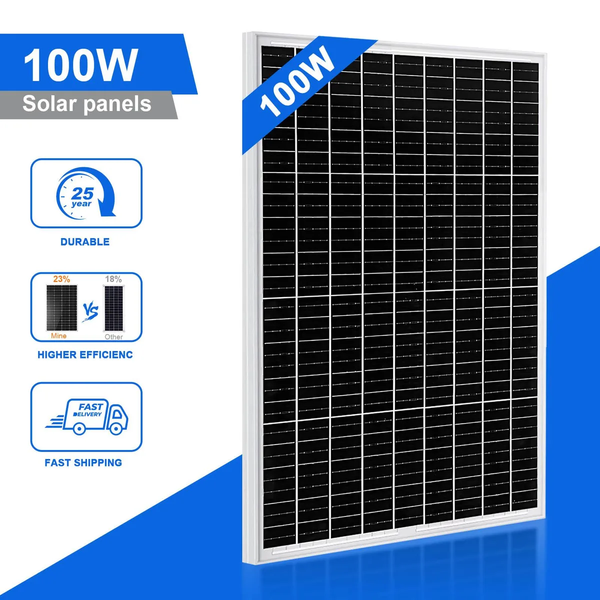 PFCTART PFCTART 100W 12V Monocrystalline Solar Panel Watt Boat — termékfotó