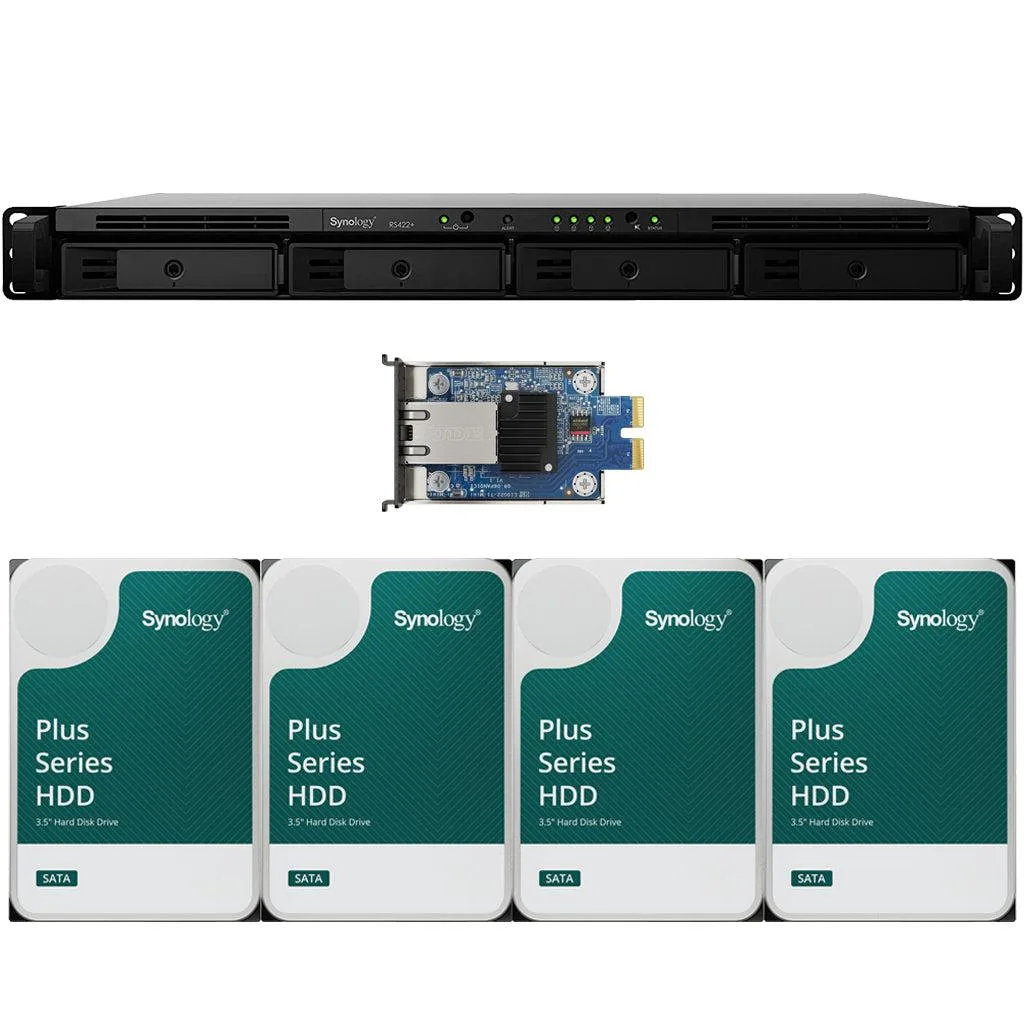 Synology Inc. Synology RS422+ 4-Bay Rackmount NAS 2GB RAM 24TB (4x6TB) E10G22-T1-Mini 10GbE Adapter — photo du produit