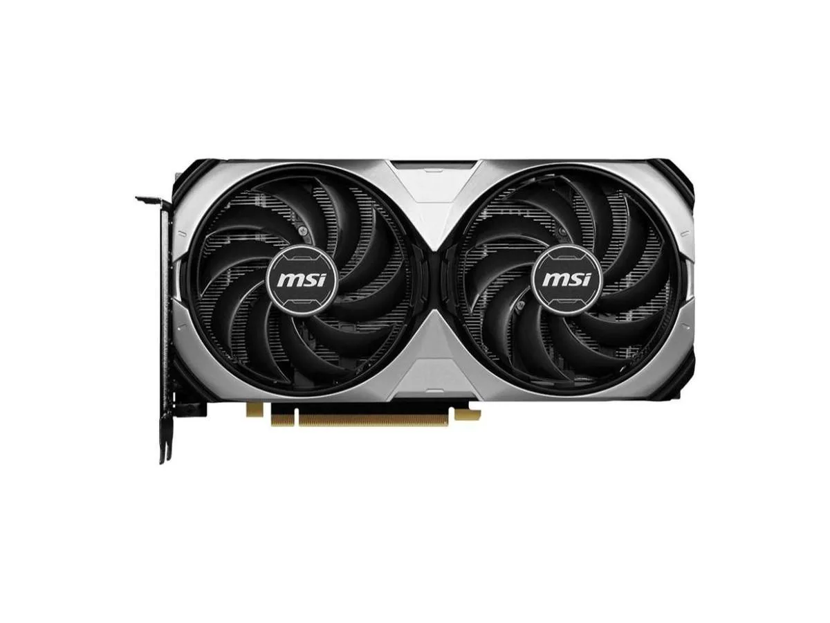 MSI GeForce RTX 4070 VENTUS 2X 12G OC dual-fan graphics card in black and silver