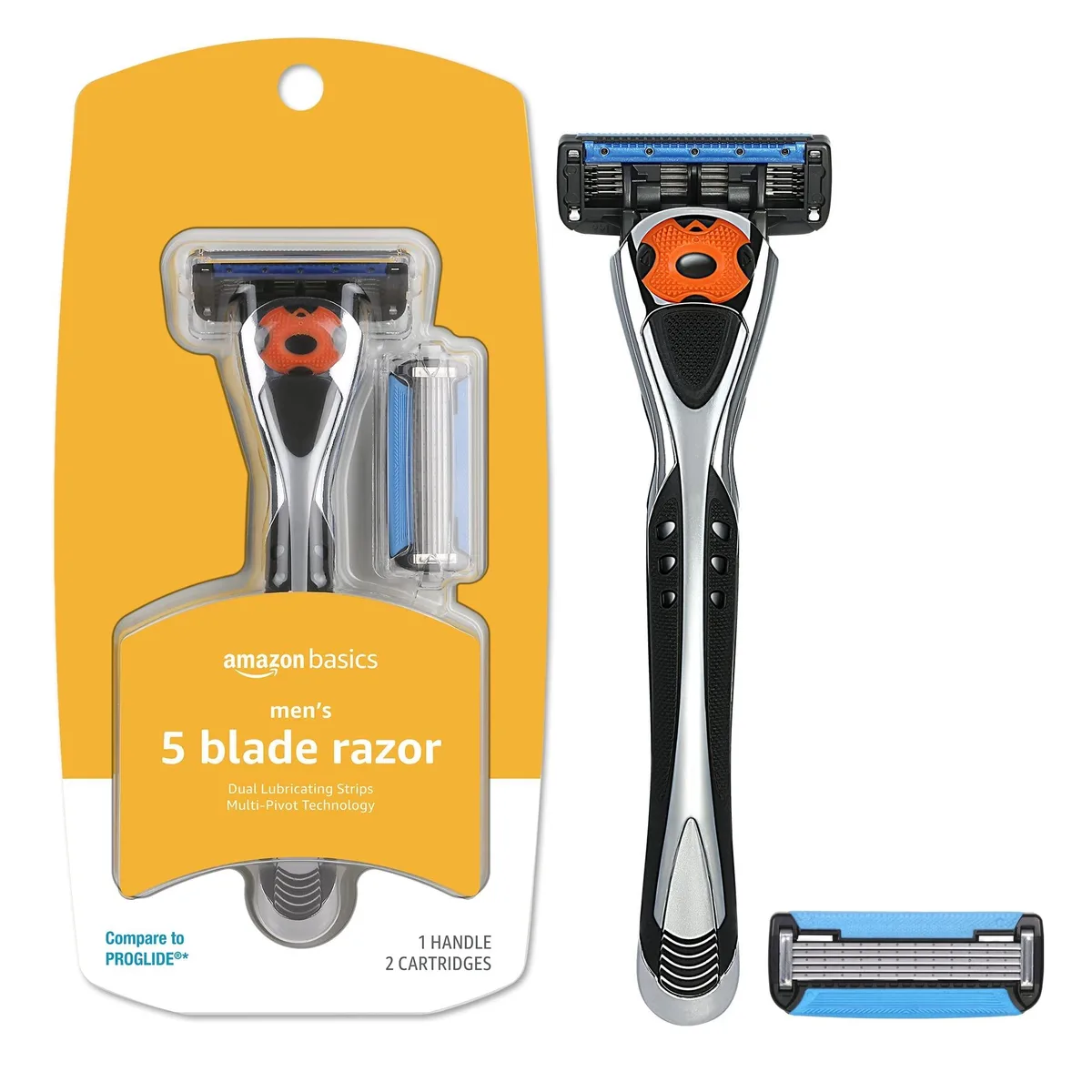  Amazon Basics B07MXXR5P6-PARENT 5-blade MotionSphere razor handle 2 cartridges trimmer for men — product photo