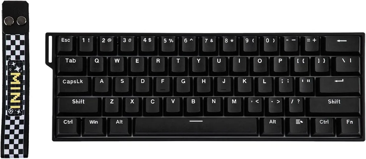 Compact 60 percent plastic keyboard with PBT keycaps and magnetic linear switches, no backlight