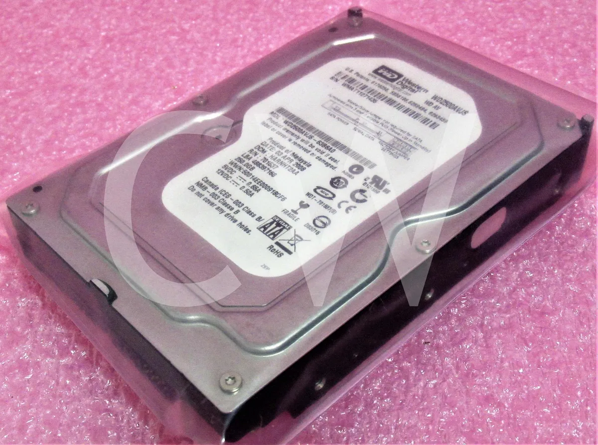 Silver 3.5 inch SATA hard drive with circuit board visible