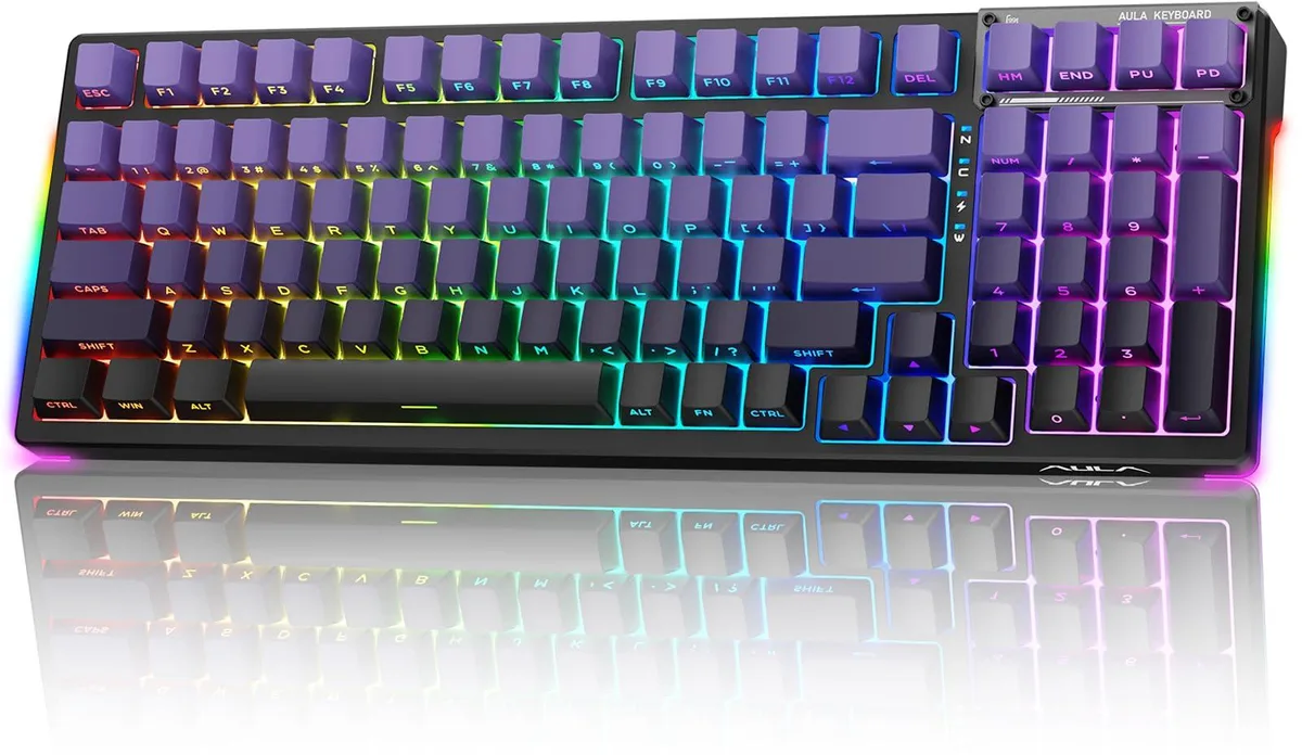 AULA F98 Tri-Mode RGB Mechanical Gaming Keyboard 99 Keys Purple Gradient — product photo