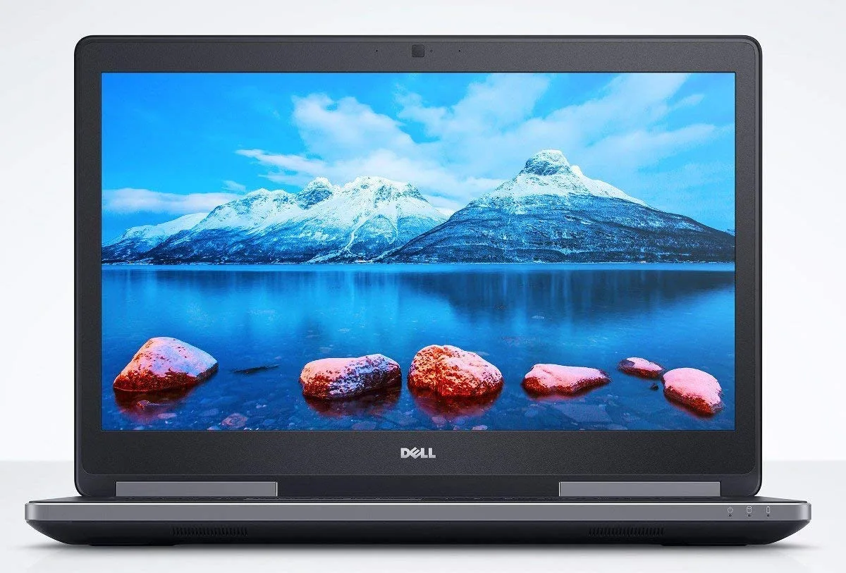 Black Dell Precision 7510 15.6 inch laptop with matte screen and backlit keyboard