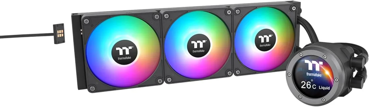 Thermaltake 360 mm AIO with 2.1 inch LCD water block and three 120 mm fans