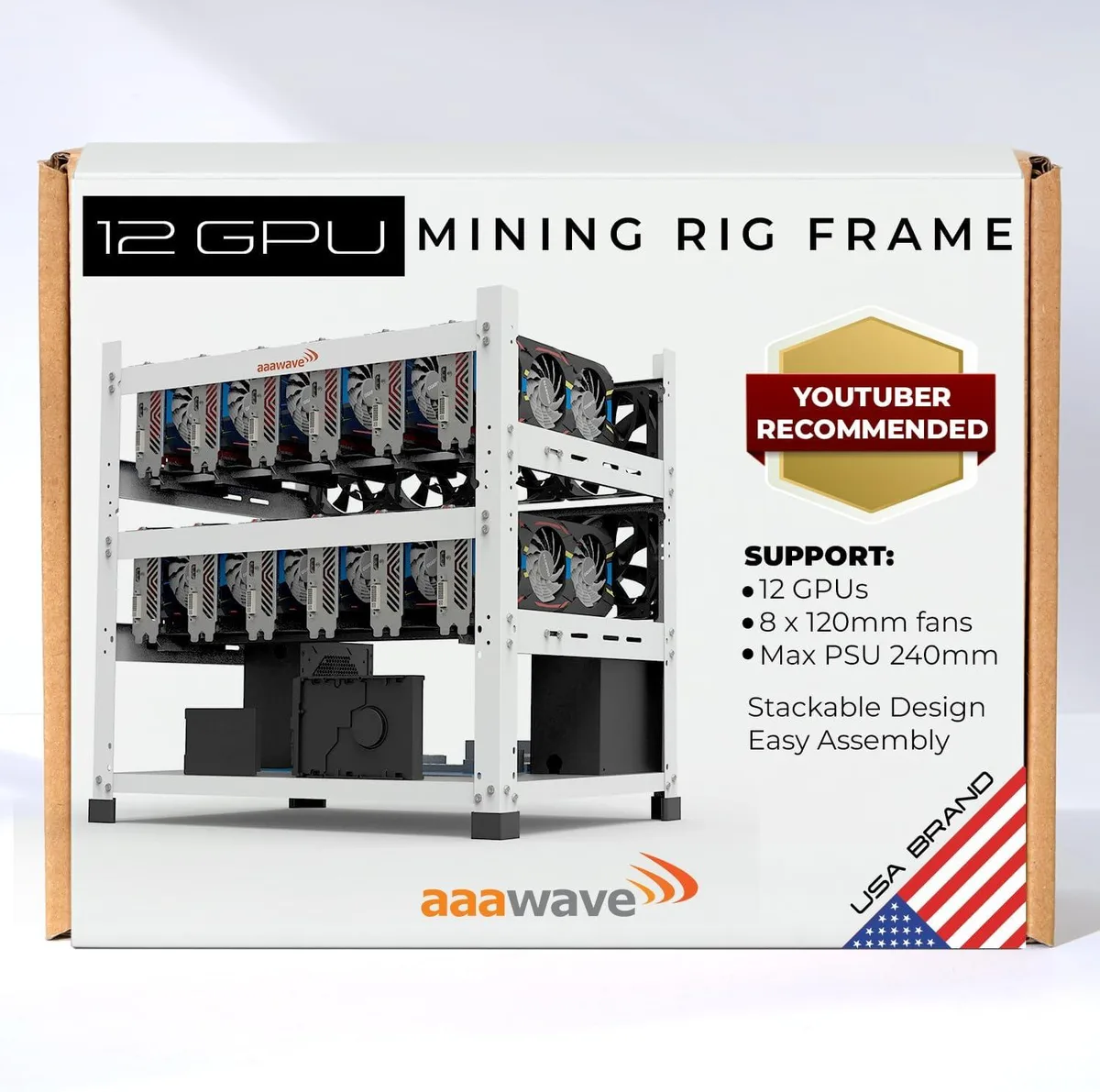 AAAwave AAAwave 12 GPU Mining Frame The Sluice V2 White — product photo