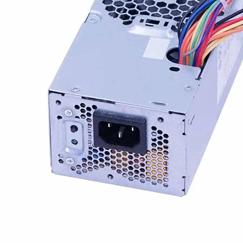 Black ATX power supply unit with cooling fan and cable connectors