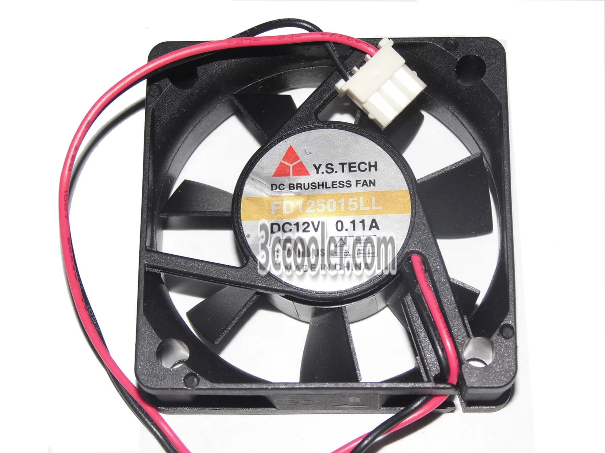 Black 50mm square cooling fan with ball bearing and two-wire connector