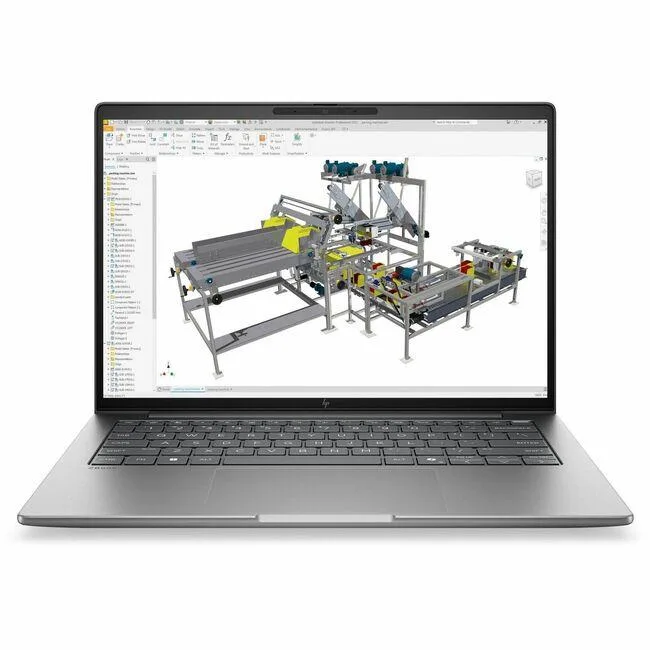 Silver 14-inch mobile workstation with thin bezels and webcam