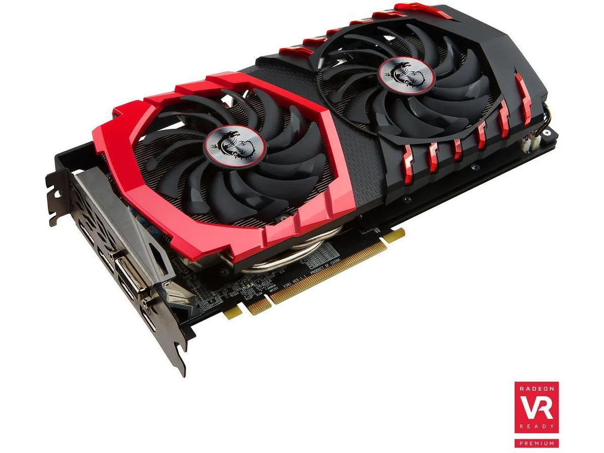 MSI Radeon RX 580 Gaming X 8G dual-fan graphics card in black and red