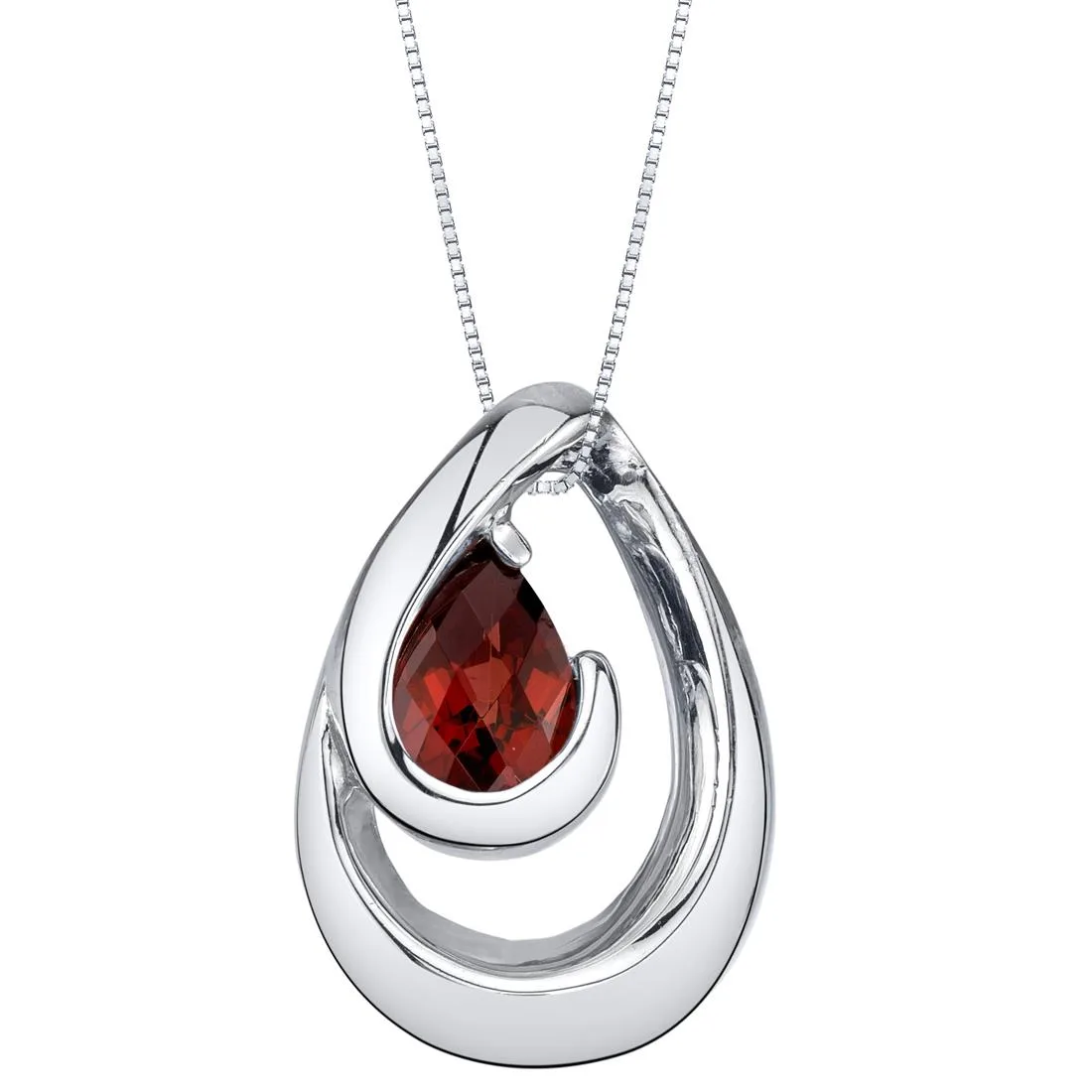 Oravo Oravo Garnet Sterling Silver Wave Pendant Necklace 18" .75 ct 925 — foto do produto
