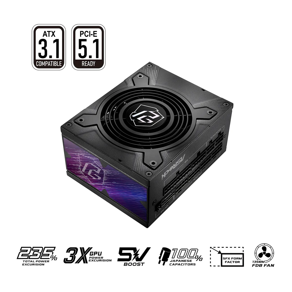 ASRock ASRock PG-850PSF 850W SFX power supply — product photo